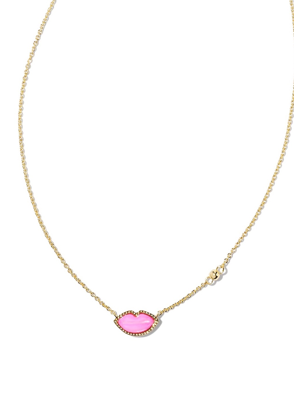 Kendra Scott Lips Gold Pendent Necklace in Hot Pink